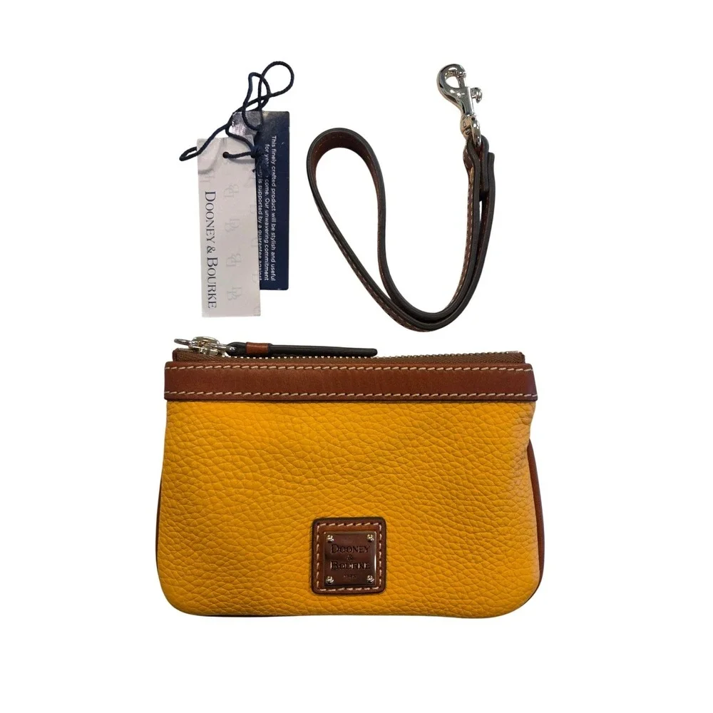 Dooney & Bourke Pebble Grain Leather Hobo Shoulder Bag Yellow NWT‎